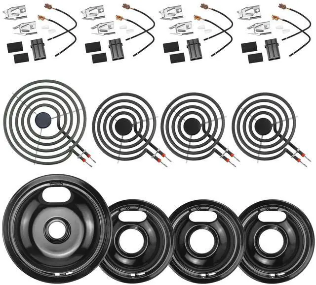 Main image of Black Burner Drip Pans and Stove Burners and 330031 Surface Element | Electric Stove Burners MP15YA(6") MP21YA(8")330031 Surface Element Receptacle Compatible for Whirl-pool Ken-more by
