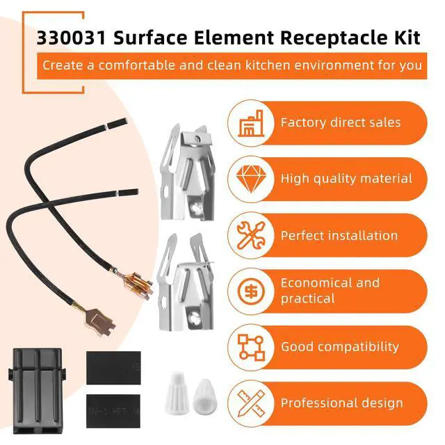 Alt view image 5 of 7 - Black Burner Drip Pans and Stove Burners and 330031 Surface Element | Electric Stove Burners MP15YA(6") MP21YA(8")330031 Surface Element Receptacle Compatible for Whirl-pool Ken-more by