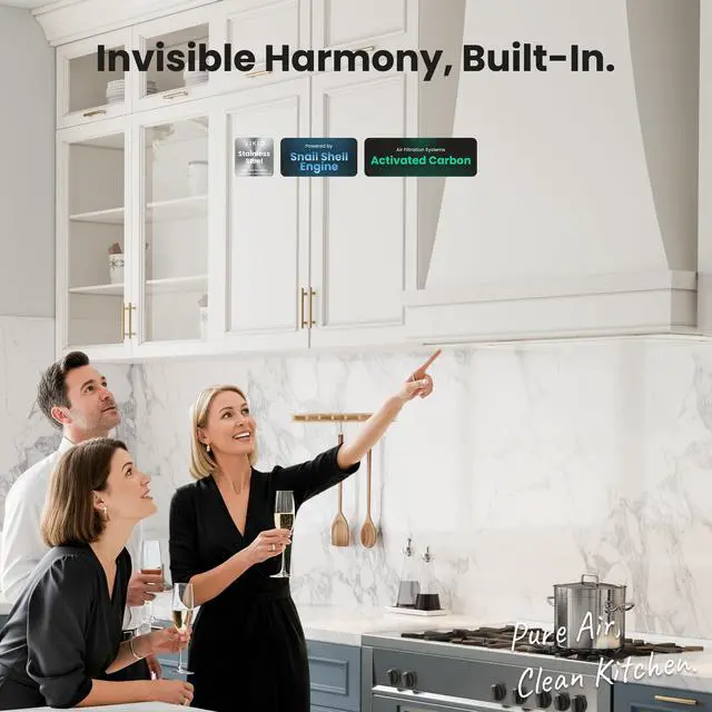 Alt view image 4 of 7 - Range Hood Insert 30 Inch - Built-in 900 CFM Ducted/Ductless Range Hood with 3 Speed Fan, White Stainless Steel & Tempered Glass with Gesture Sensing &Touch Control for Over Kitchen Stove