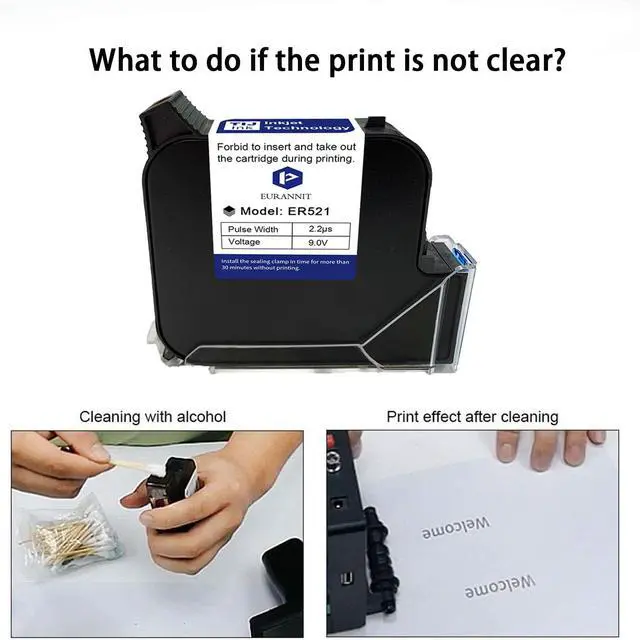 Alt view image 7 of 7 - Original Black Ink Cartridge ER521, 72ml Quick Dry Solvent Ink Replacement for 1inch/25.4mm Handheld Inkjet Printer E15-1 /E16-1 /E11-1 /E50