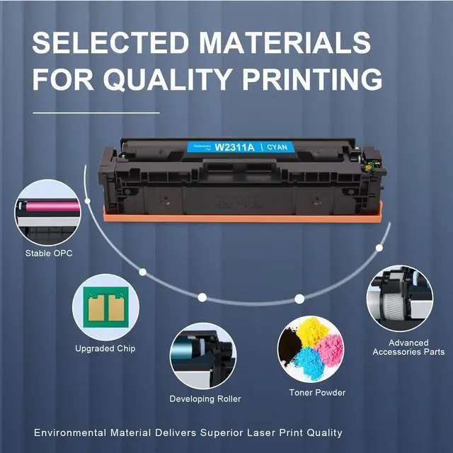 Alt view image 5 of 6 - Compatible for HP 215A Toner Cartridge M182nw M183fw High Yield | 215A (with Chip) Replacement for HP Color Pro MFP M182n M182 M183 M155nw M155a M155 Printer Ink 215A Toner 4 Pack (B/C/M/Y)