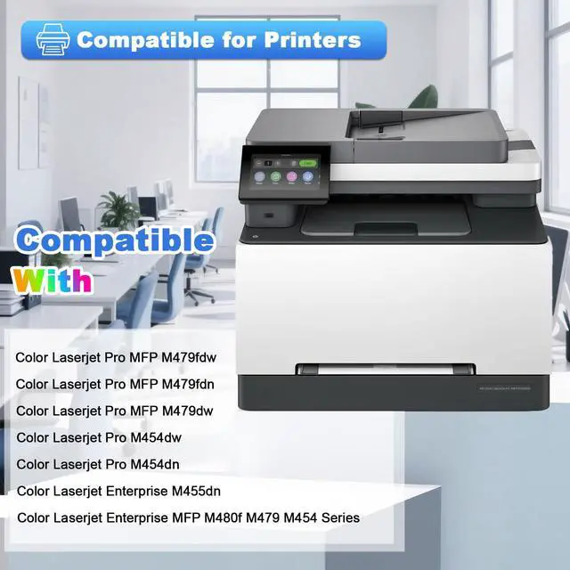 Alt view image 2 of 7 - 414X Toner Cartridges 4 Pack with Chip Replacement for HP 414A 414X W2020X W2020A for Color LaserJet Pro MFP M479fdw M479fdn M454dw M454dn LaserJet M479 M454 Printer(B/C/Y/M Color)