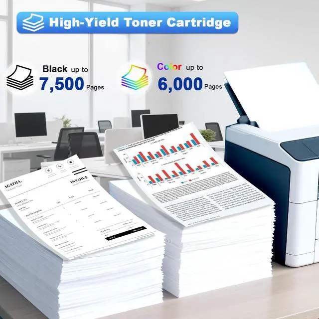 Alt view image 3 of 7 - 414X Toner Cartridges 4 Pack with Chip Replacement for HP 414A 414X W2020X W2020A for Color LaserJet Pro MFP M479fdw M479fdn M454dw M454dn LaserJet M479 M454 Printer(B/C/Y/M Color)
