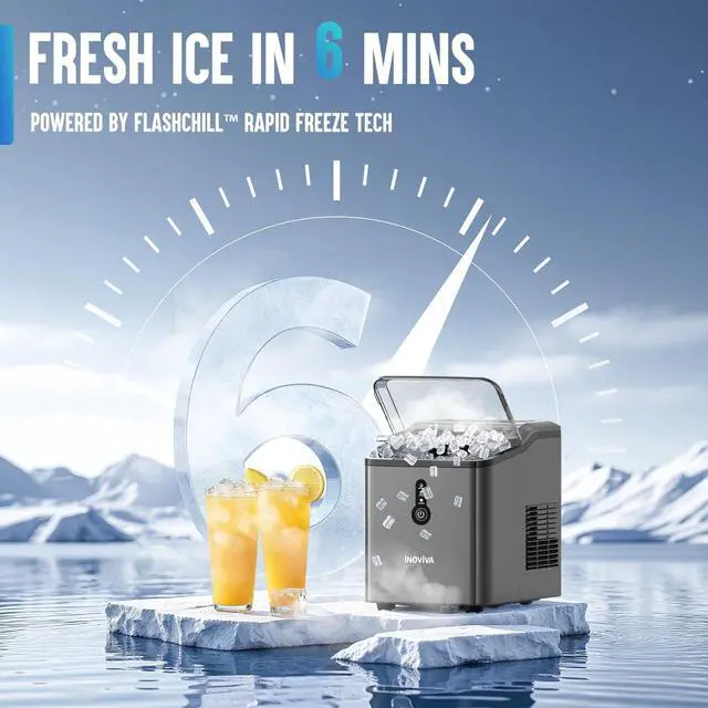 Alt view image 2 of 7 - Nugget Ice Makers Countertop 6 Mins Fast Ice Production, FLASHCHILL, 26.5 LBS/Day, Self-Cleaning, Compact Portable Design, Ideal for Home, Office & Parties