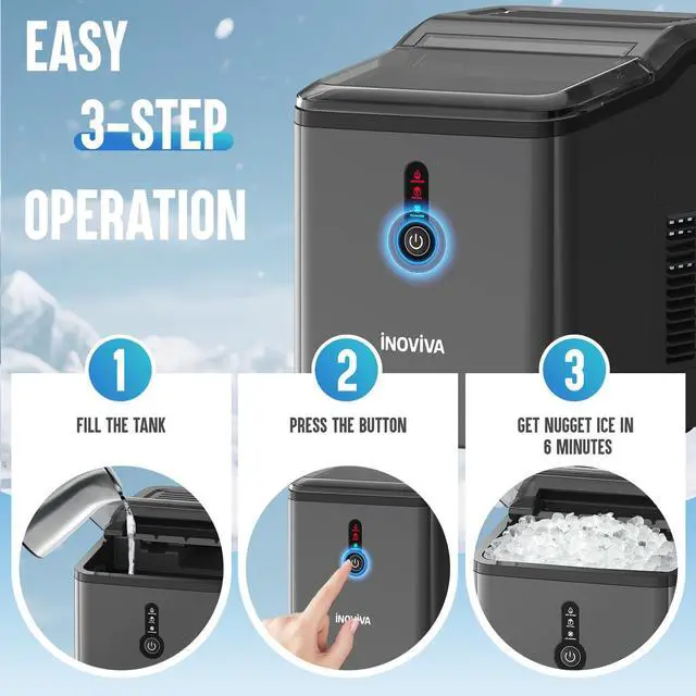 Alt view image 3 of 7 - Nugget Ice Makers Countertop 6 Mins Fast Ice Production, FLASHCHILL, 26.5 LBS/Day, Self-Cleaning, Compact Portable Design, Ideal for Home, Office & Parties
