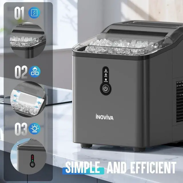 Alt view image 7 of 7 - Nugget Ice Makers Countertop 6 Mins Fast Ice Production, FLASHCHILL, 26.5 LBS/Day, Self-Cleaning, Compact Portable Design, Ideal for Home, Office & Parties