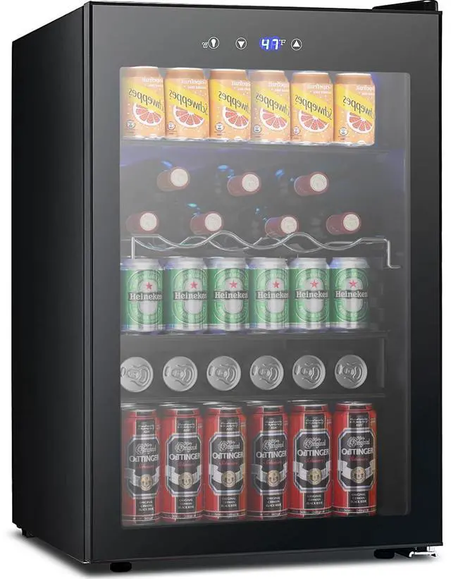 Main image of Beverage Refrigerator 145 Can Wine Cooler Freestanding Mini Fridge Small with Digital Temperature Control, Glass Door, and Child Lock, Quiet Drink Refrigerator for Home, Bar 4.5 Cu. Ft