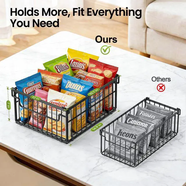 Alt view image 2 of 7 - Freezer Organizer Bins, 6 Pack Big Stackable Deep Chest Freezer Organizer Bins, Foldable Baskets with Handles, Black Storage Container Baskets for 5 to 9 Cu.FT Deep Freezer Sort Frozen Meats