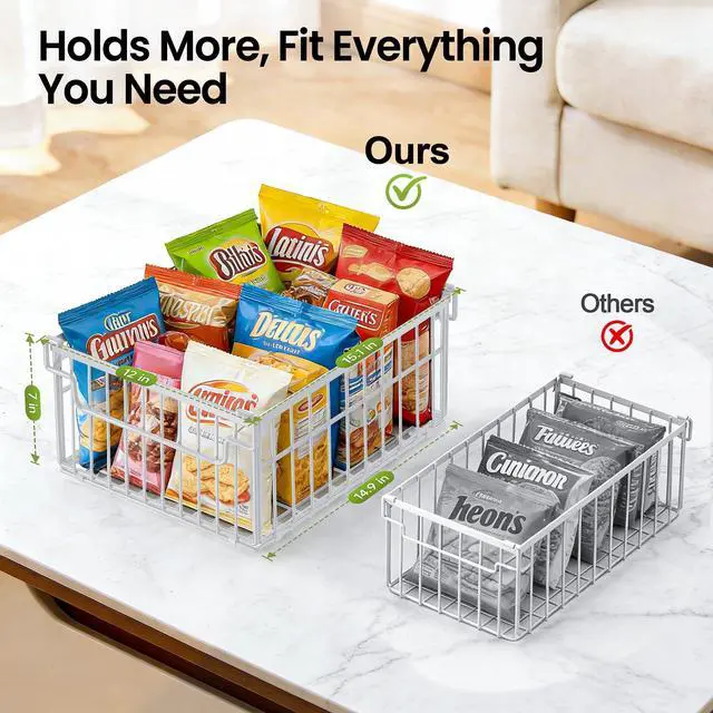 Alt view image 2 of 7 - Freezer Organizer Bins, 6 Pack Big Stackable Deep Chest Freezer Organizer Bins, Foldable Baskets with Handles, White Storage Container Baskets for 5 to 9 Cu.FT Deep Freezer Sort Frozen Meats