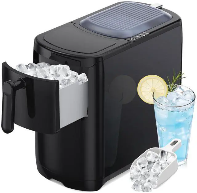 Main image of Bullet Ice Maker, 18Lbs/Day Compact Countertop Ice Makers, Removable Lid Easy to Clean, Fast 6Pcs Bullet Ice in 8 Mins, Self-Cleaning & Low Noise for Office, Bedroom, RV(Black)