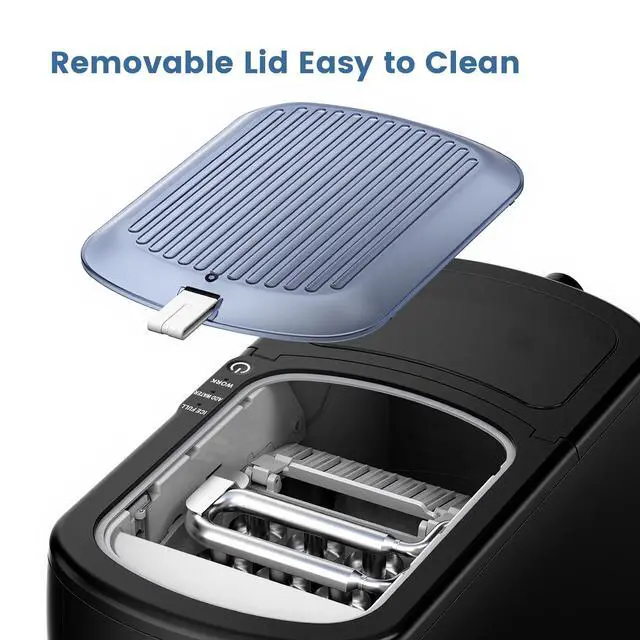 Alt view image 4 of 7 - Bullet Ice Maker, 18Lbs/Day Compact Countertop Ice Makers, Removable Lid Easy to Clean, Fast 6Pcs Bullet Ice in 8 Mins, Self-Cleaning & Low Noise for Office, Bedroom, RV(Black)