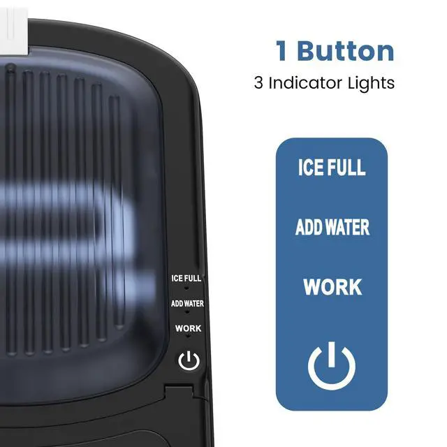 Alt view image 5 of 7 - Bullet Ice Maker, 18Lbs/Day Compact Countertop Ice Makers, Removable Lid Easy to Clean, Fast 6Pcs Bullet Ice in 8 Mins, Self-Cleaning & Low Noise for Office, Bedroom, RV(Black)