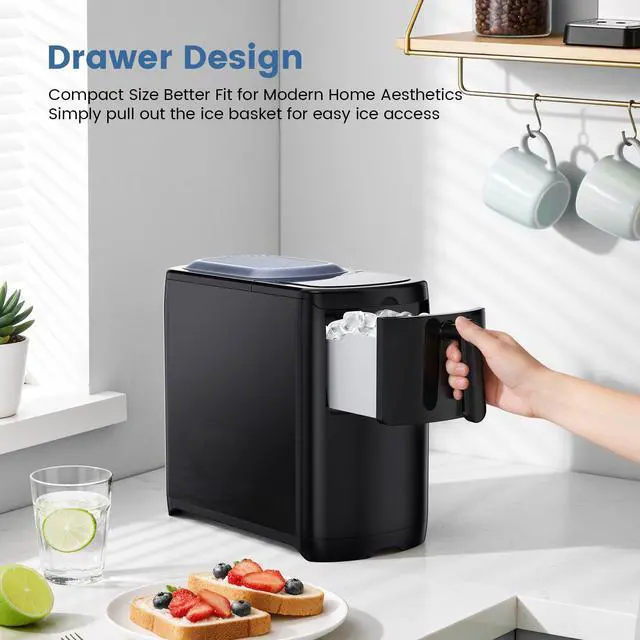 Alt view image 6 of 7 - Bullet Ice Maker, 18Lbs/Day Compact Countertop Ice Makers, Removable Lid Easy to Clean, Fast 6Pcs Bullet Ice in 8 Mins, Self-Cleaning & Low Noise for Office, Bedroom, RV(Black)