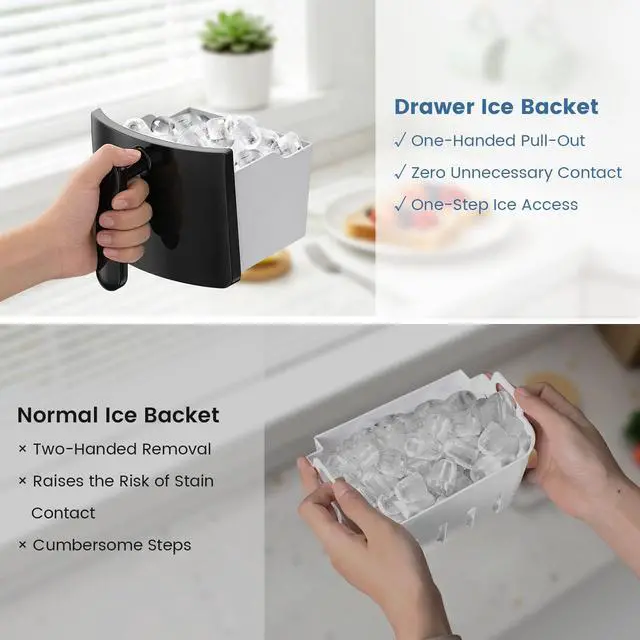 Alt view image 7 of 7 - Bullet Ice Maker, 18Lbs/Day Compact Countertop Ice Makers, Removable Lid Easy to Clean, Fast 6Pcs Bullet Ice in 8 Mins, Self-Cleaning & Low Noise for Office, Bedroom, RV(Black)