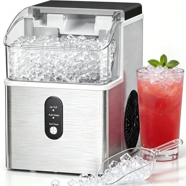 Main image of Nugget Ice Makers Countertop, Soft Crushed Pellet Portable Ice Machine with Auto-Cleaning Function, 35Lbs/24H, One-Click Operation Ice Makers for Kitchen, Office, Home