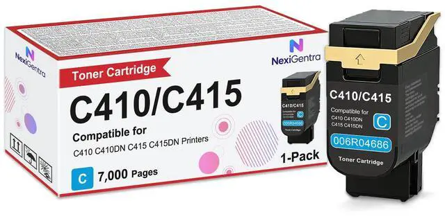 Main image of C410 C415 Cyan Toner Cartridge 006R04686 High Capacity 7,000 Pages 1-Pack | Compatible for Xerox Genuine C410 C410DN C415 C415DN Printers Series Cyan