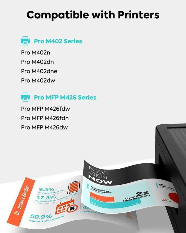 Alt view image 2 of 7 - CF226X Toner Compatible for HP 26X Toner Cartridge High Yield Black 4-Pack | Compatible for Pro M402n M402dn M402d M402dw MFP M426dw M426fdw M402 M426 Printer