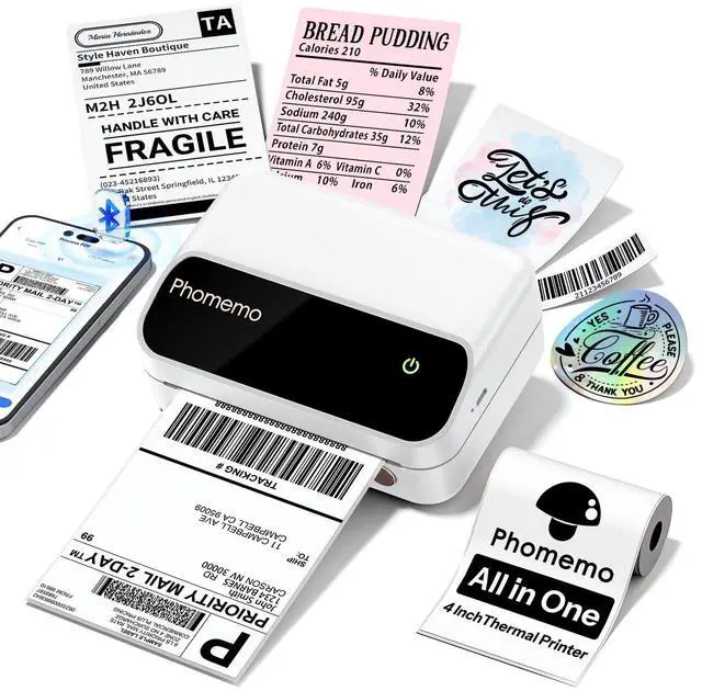 Main image of M420 Thermal Label Printer, 4x6 Portable Shipping Label Printer | 4 Inch Bluetooth Thermal Printer Easy to Use for Small Business, Shipping,Home, Organization, APP with 6000+ Templates, White