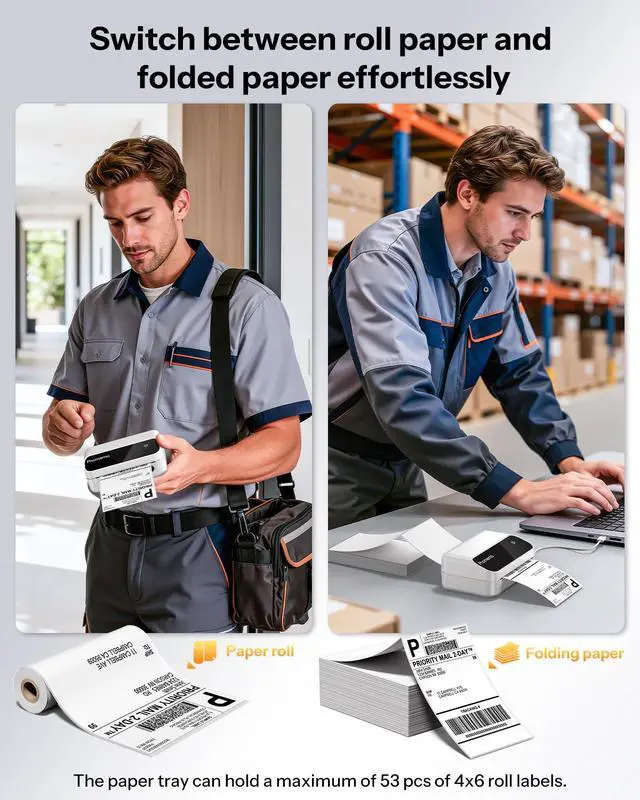 Alt view image 7 of 7 - M420 Thermal Label Printer, 4x6 Portable Shipping Label Printer | 4 Inch Bluetooth Thermal Printer Easy to Use for Small Business, Shipping,Home, Organization, APP with 6000+ Templates, White