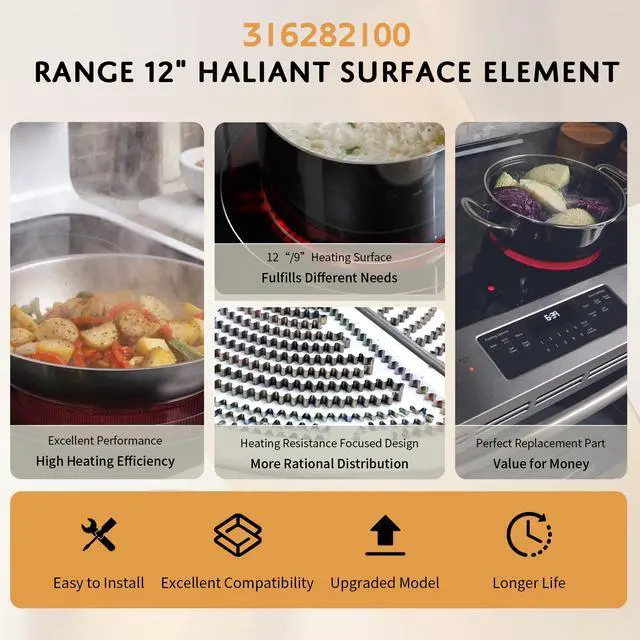 Alt view image 5 of 7 - Upgraded 316282100 12" Dual Radiant Surface Element Compatible with Frigidaire Kenmore LG Electrolux Electric Range, 5300W1R009A W10823713 Haliant Surface Element Replace for Maytag Jenn-Air