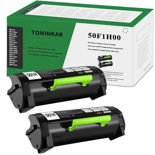 Main image of 50F1H00 501H Toner Cartridge ms610 ms310 ms410 ms610dn ms315 ms510 toner | 2 Black, Replacement for Lexmark 501H 50F1000 for MS310dn MS312 MS410dn MS510dn MS610dn MS312dn MS315dn MS415dn