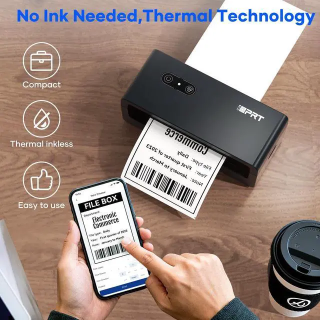 Alt view image 3 of 6 - 4x6 Bluetooth Thermal Shipping Label Printer, Wireless Label Maker for Shipping Packages, Work with iOS Android Windows, Support Amazon Shopify USPS UPS