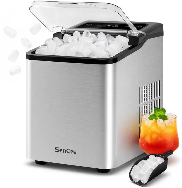 Main image of Ice Makers Countertop, 26.5Lbs/24H Ice Machine with 2 Sizes Bullet Ice, 9 Ice Cubes Release in 6 Mins, Self-Cleaning Portable Ice Maker with Ice Scoop and Basket for Home Kitchen Office Bar RV