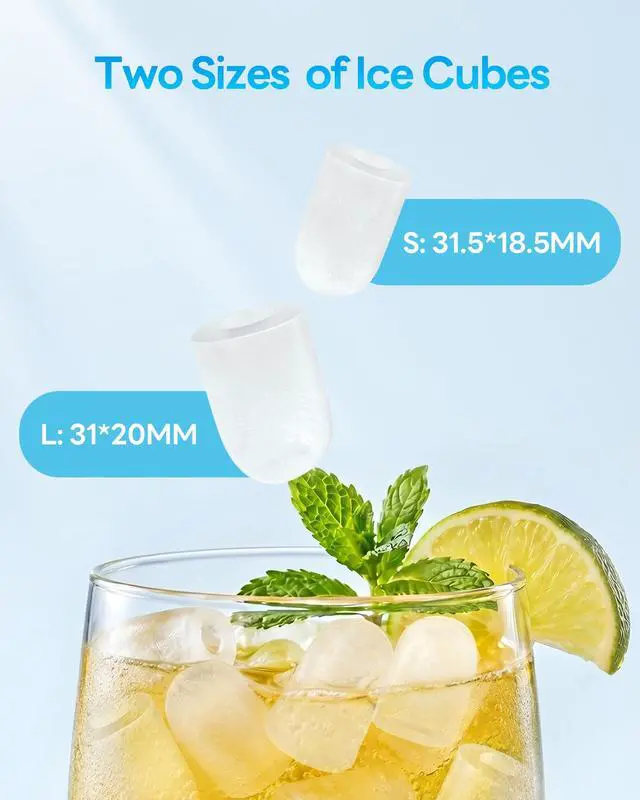 Alt view image 4 of 7 - Ice Makers Countertop, 26.5Lbs/24H Ice Machine with 2 Sizes Bullet Ice, 9 Ice Cubes Release in 6 Mins, Self-Cleaning Portable Ice Maker with Ice Scoop and Basket for Home Kitchen Office Bar RV