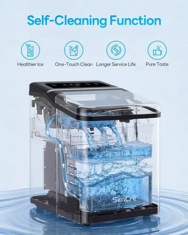 Alt view image 7 of 7 - Ice Makers Countertop, 26.5Lbs/24H Ice Machine with 2 Sizes Bullet Ice, 9 Ice Cubes Release in 6 Mins, Self-Cleaning Portable Ice Maker with Ice Scoop and Basket for Home Kitchen Office Bar RV