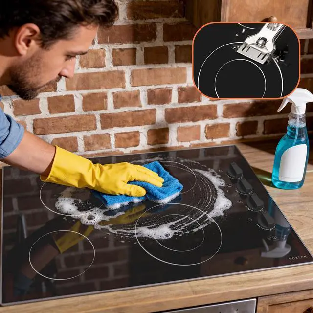 Alt view image 7 of 7 - 30 Inch Electric Cooktop, Glass Protection Metal Frame, Knob Control | Built-in Radiant Stove Top, Dual Ring Expandable Burner, 220-240V Hardwired, Perfect for Seniors, 4 Burner Ceramic Cooktop