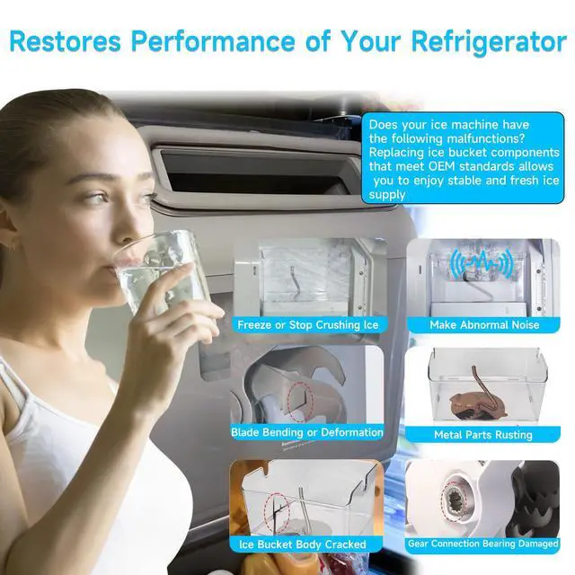 Alt view image 5 of 7 - WPW10347093 Removable Ice Bin Compatible with Whirlpool Ice Bucket Replacement, W10347093 Ice Maker Assembly for Whirlpool Refrigerator Ice Bin