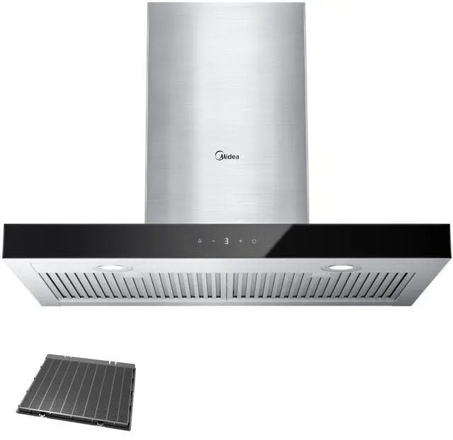 Main image of Range Hood 30 Inch 450 CFM Wall Mount Ducted/Ductless Convertible | 3 Speed Exhaust Fan Kitchen Island Stainless Steel Gesture Sensing Touch Control Vent Hood Baffle Filters, 2 LED Lights