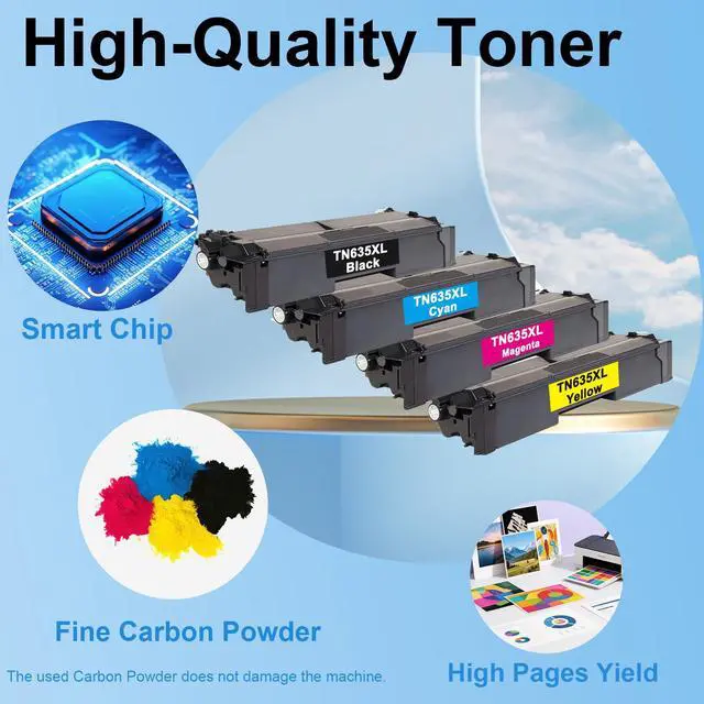 Alt view image 2 of 7 - TN635 TN635XL High Yield Toner Cartridge Replacement for Brother TN635XL Toner Work for HL-L8430CDW, HL-L8430CDWT, HL-L8570CDW,MFC-L8730CDW, MFC-L8930CDW, MFC-L8970CDW and MFC-EX575 Printers4 Pack