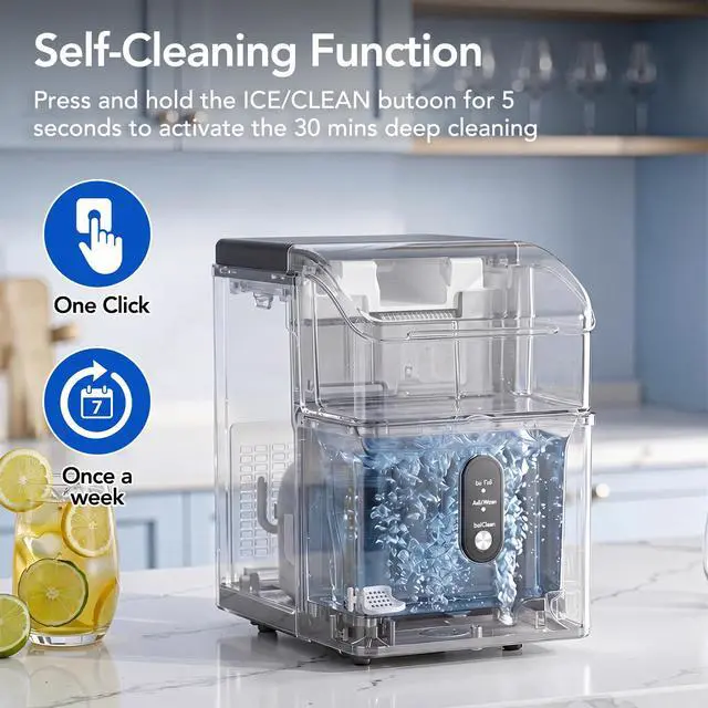 Alt view image 3 of 7 - Nugget Ice Makers Countertop, Soft Crushed Pellet Portable Ice Machine with Auto-Cleaning Function, 35Lbs/24H, One-Click Operation Ice Makers for Kitchen, Office, Home