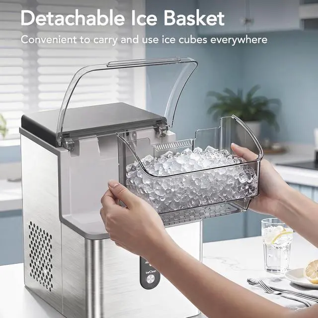 Alt view image 6 of 7 - Nugget Ice Makers Countertop, Soft Crushed Pellet Portable Ice Machine with Auto-Cleaning Function, 35Lbs/24H, One-Click Operation Ice Makers for Kitchen, Office, Home