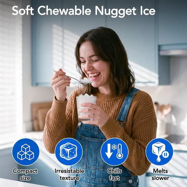 Alt view image 7 of 7 - Nugget Ice Makers Countertop, Soft Crushed Pellet Portable Ice Machine with Auto-Cleaning Function, 35Lbs/24H, One-Click Operation Ice Makers for Kitchen, Office, Home