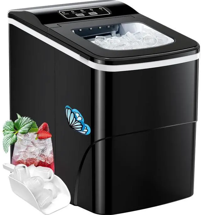 Main image of Ice Makers Countertop - Portable Ice Maker Machine for Countertop, Make 26 lbs Ice in 24 hrs, 2 Sizes of Bullet-Shaped Ice with Ice Scoop and Basket, Black