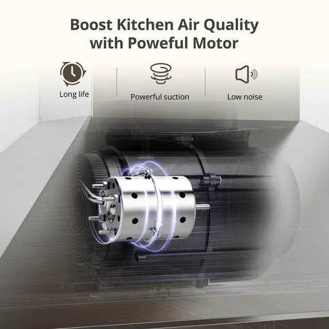Alt view image 4 of 7 - Range Hood 24 inch Wall Mount Type with Ducted/Ductless Convertible, 450 CFM Stainless Steel Chimney-Style Kitchen Hood, Over Stove Vent Hood with 3 Speed Fan, Charcoal Filters