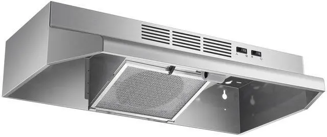 Main image of 30 inch Range Hood Under Cabinet, 400 CFM Ducted/Ductless Convertible Vent Hood with 2 Speed Exhaust Fan, Rocker Switch Control, Multiple Venting Options, Stainless Steel Kitchen Stove Hood