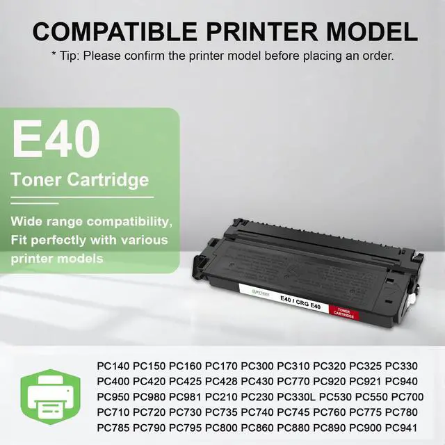 Alt view image 2 of 6 - 1 Pack E40 Toner Cartridge Black: E30 E31 E20 E16 Compatible for Canon | PC-170 PC-920 PC-921 PC-150 PC-980 PC-430 PC-140 PC-940 PC-950 PC-795 PC-745 PC-400 Printer, 4,200 Pages Each