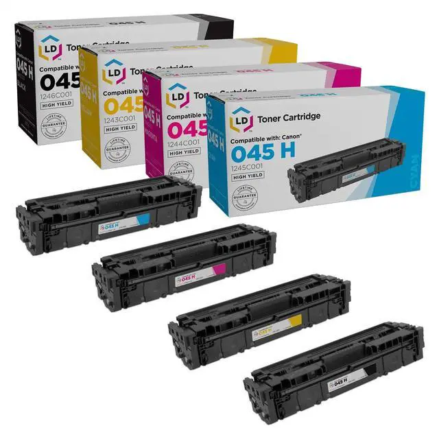 Main image of Compatible Toner Cartridge Replacements for Canon 045H High Yie (1 Black, 1 Cyan, 1 Magenta, 1 Yellow, 4-Pack)