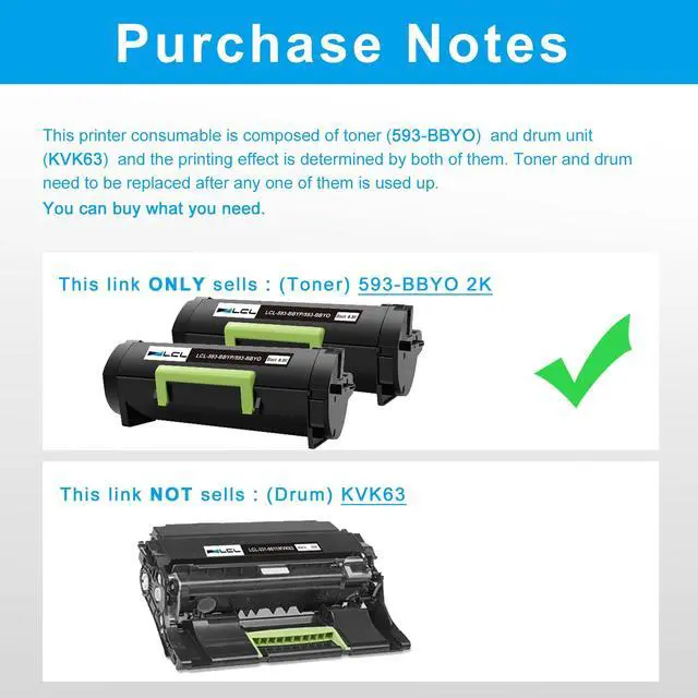 Alt view image 2 of 6 - Compatible S2830dn S2830 Black Toner Cartridge Replacement for Dell S2830dn S2830 593-BBYO FR3HY TC2RH Series Printer (2-Pack)