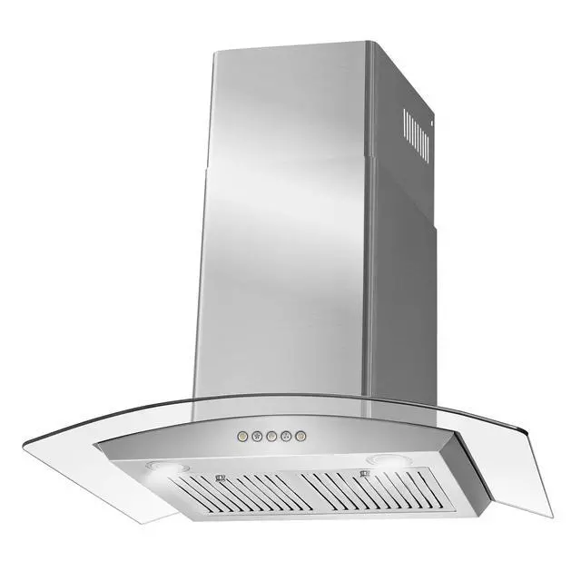 Alt view image 6 of 7 - 30 in. Vista Coll 380 CFM Ducted Wall Mount Range Hood LED, Stainless Steel | COS-668A750 Push Button Controls, 3 Fan Speeds, Glass Visor, Permanent Dishwasher-Safe Baffle Filters