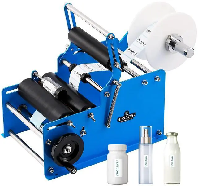 Main image of Bottle Labeling Machine with Swing Arm, Manual Round Bottle Labeler Label Applicator Adjustable Self-Adhesive Labeling Machine for 0.6-4.7 Cylinder (with Pressing bar)