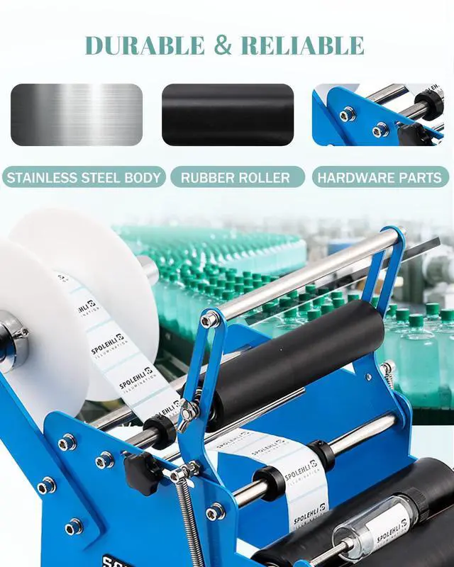 Alt view image 7 of 7 - Bottle Labeling Machine with Swing Arm, Manual Round Bottle Labeler Label Applicator Adjustable Self-Adhesive Labeling Machine for 0.6-4.7 Cylinder (with Pressing bar)