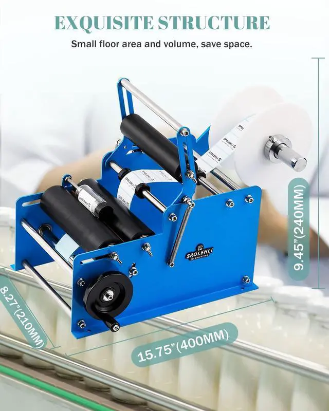 Alt view image 5 of 7 - Bottle Labeling Machine with Swing Arm, Manual Round Bottle Labeler Label Applicator Adjustable Self-Adhesive Labeling Machine for 0.6-4.7 Cylinder (with Pressing bar)