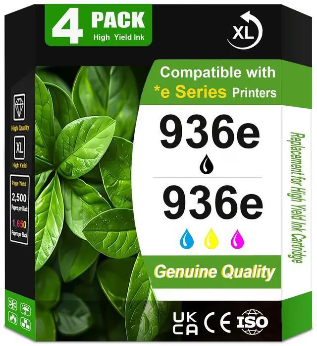 Main image of 4 Pack 936 936e High Yield Ink Cartridge Use for OfficeJet 9122e OfficeJet Pro 9110b 9125e 9128e 9130b 9135e OfficeJet Pro Wide Format 9730e Printers (4S6V6LN 4S6V3LN 4S6V4LN 4S6V5LN)