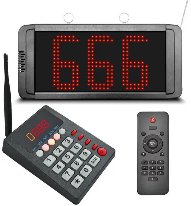 Main image of Wireless Queue Calling System Take a Number System 3-Dight Now Serving Number System with Voice Prompt for Restaurant Hospital Bank Waiting Line Management (1 Keypad + 1 Display)