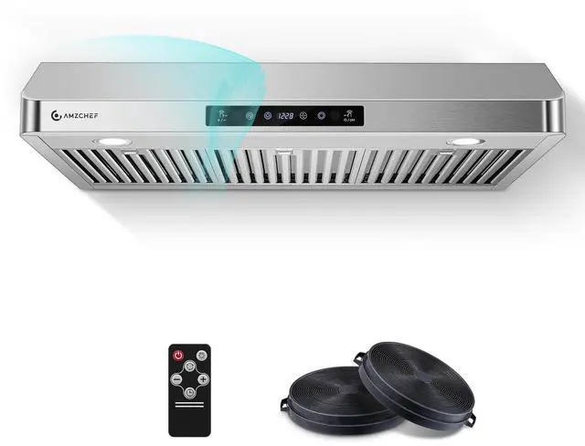 Main image of 36" Under-Cabinet Stainless Steel Range Hood, 1050 CFM Dual-Fan System | Stainless Steel hood with Touch/Remote/Gesture Control,timer,LED lights & dishwasher-safe baffle filters 3 outlets