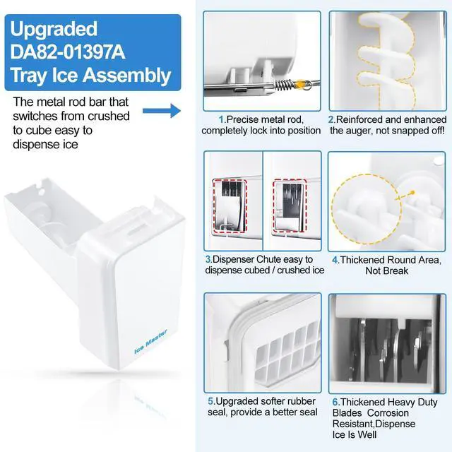 Alt view image 2 of 7 - Upgraded RF24FSEDBSR RF23HSESBSR Ice Maker DA82-01397A Ice Bucket Compatible with Samsung Ice Maker Replacement DA97-13717A Refrigerator Ice Tray Ice Container Ice Bin PS11717778 Samsung Ice Bucket